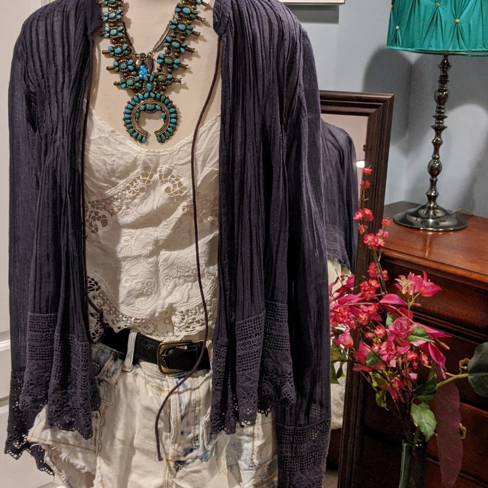 Free People FP One handmade sheer lace jacket XS S